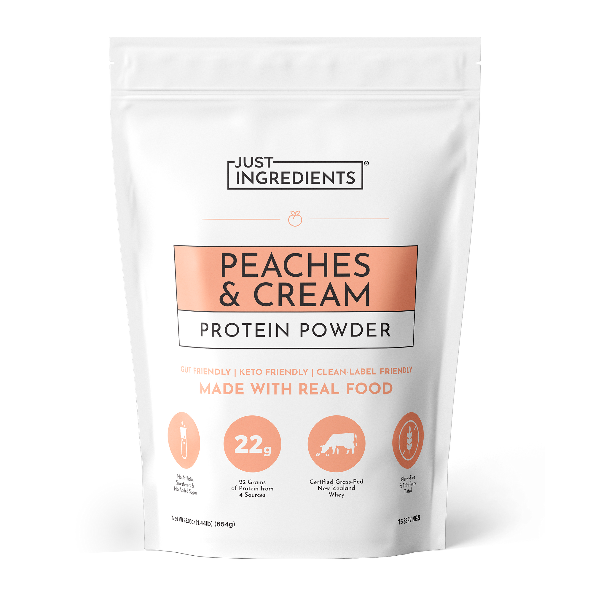 Peaches &amp; Cream Protein Powder - Product Mockup