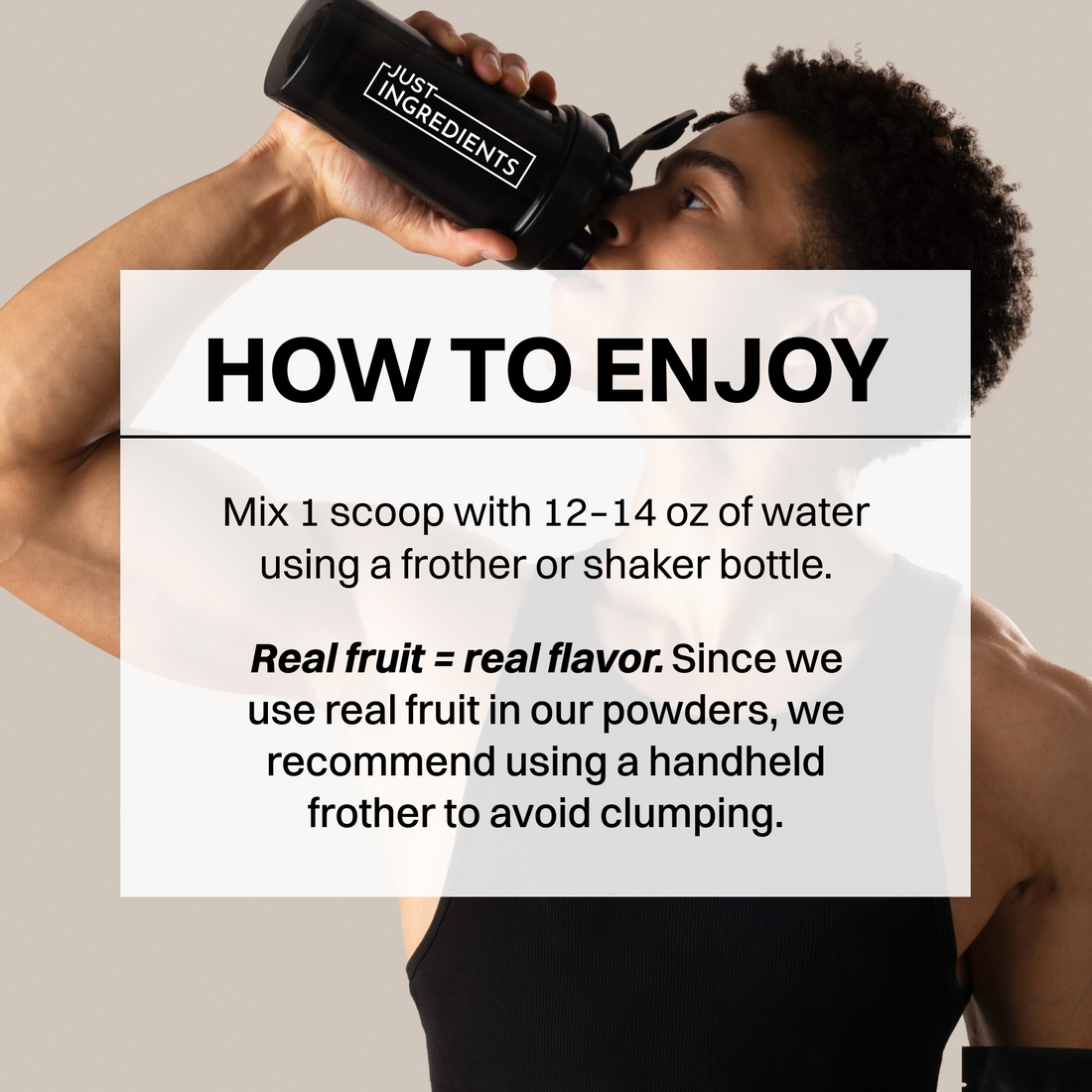 Mixing directions for Spicy Jawn Performance Electrolytes showing scoop-to-water ratio
