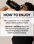 Mixing directions for Spicy Jawn Performance Electrolytes showing scoop-to-water ratio