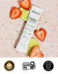 Checklist graphic: made with real fruit, no added sugar, no artificial flavors.