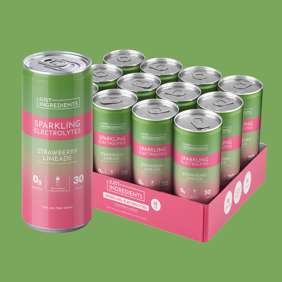 Strawberry Limeade Sparkling Electrolytes (12 Pack) - Product Mockup