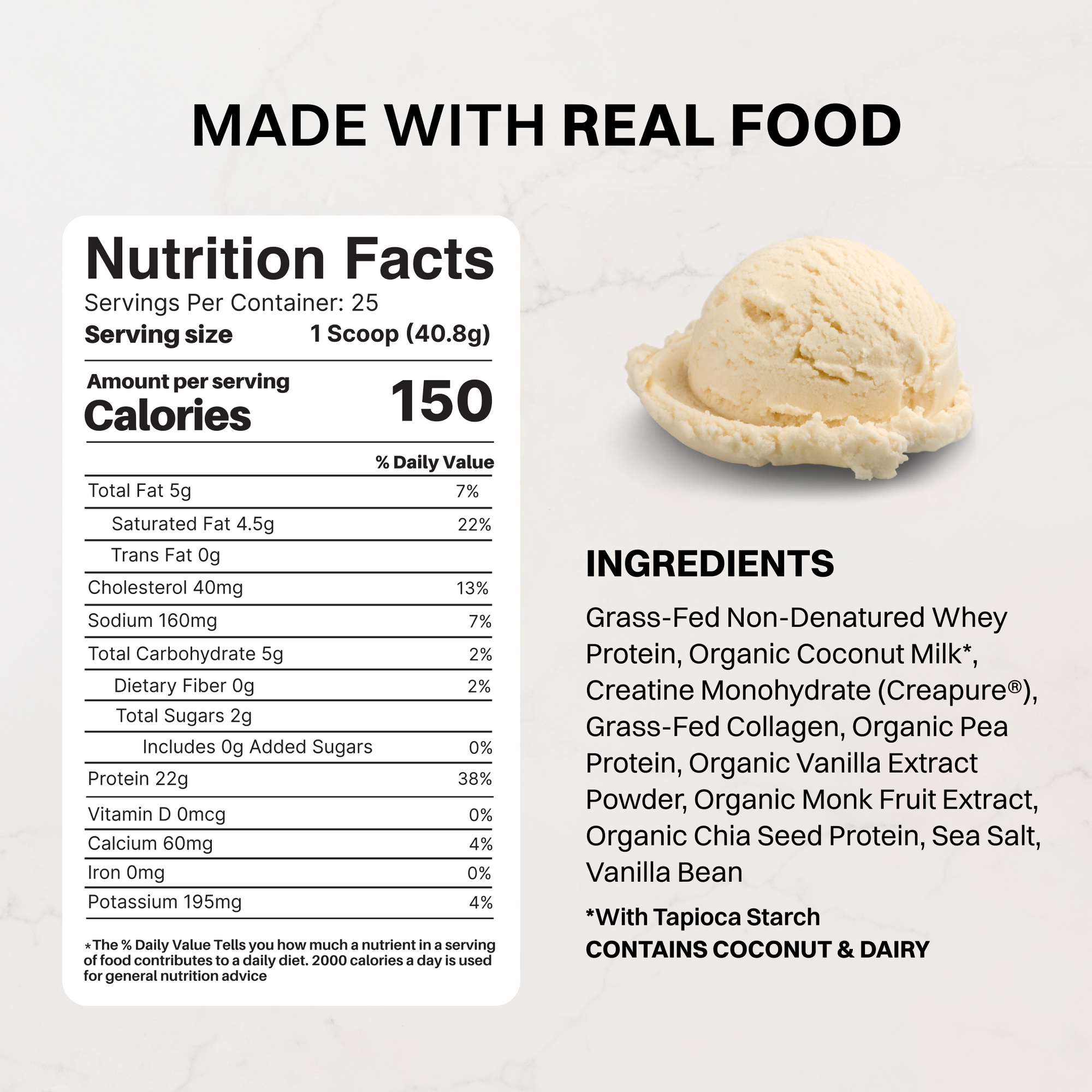 French Vanilla Protein + Creatine - Nutrition Panel