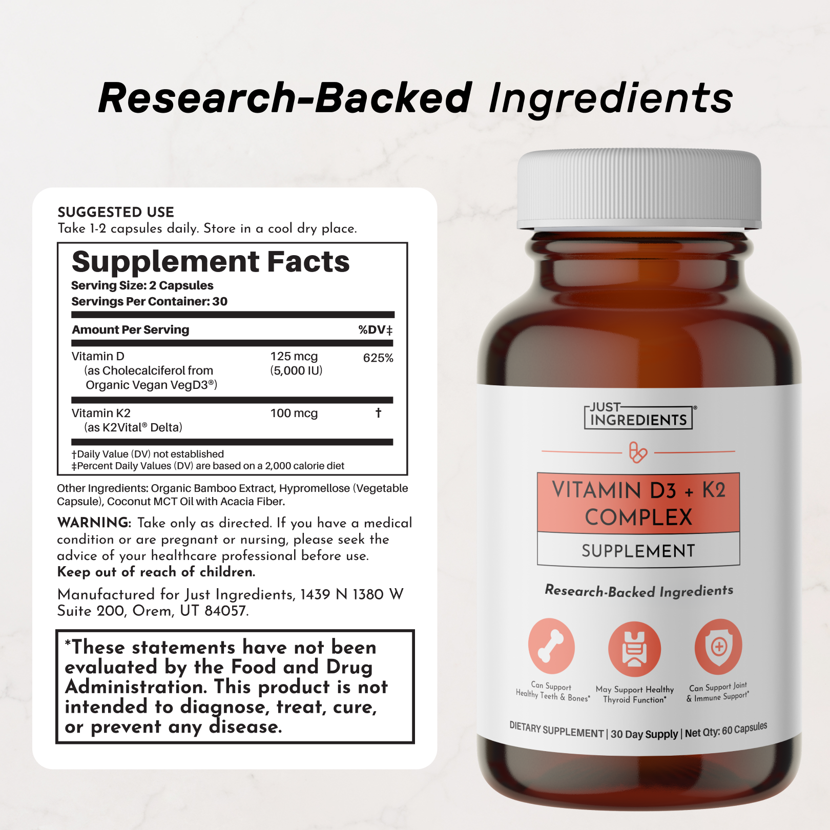 Vitamin D3 + K2 - Nutrition Panel