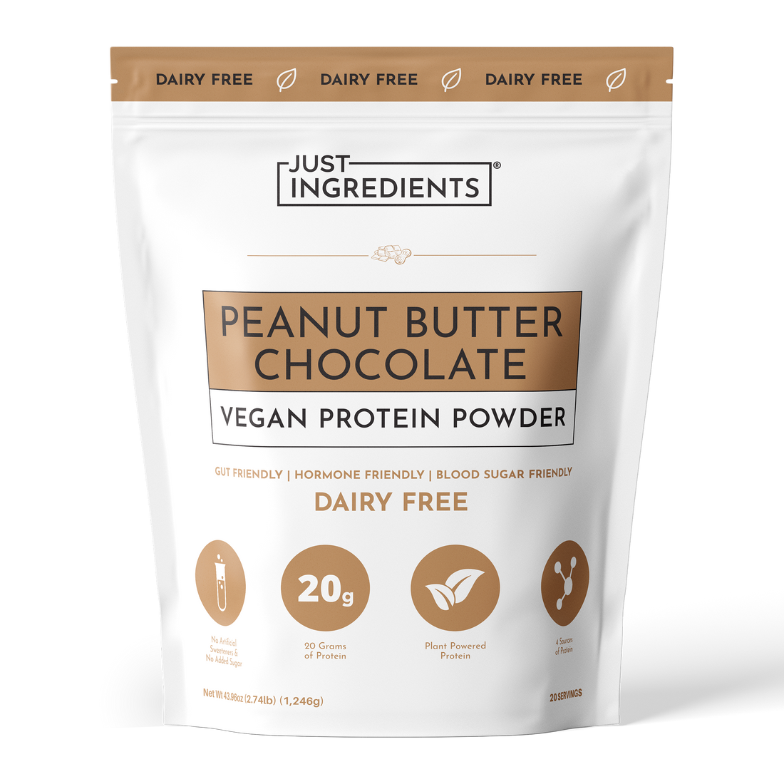 Vegan Peanut Butter Chocolate Protein Powder - Product Mockup