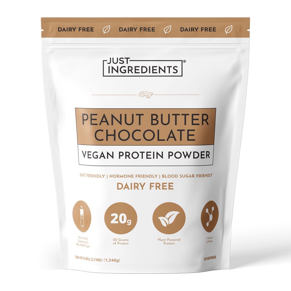 Vegan Peanut Butter Chocolate Protein Powder - Product Mockup