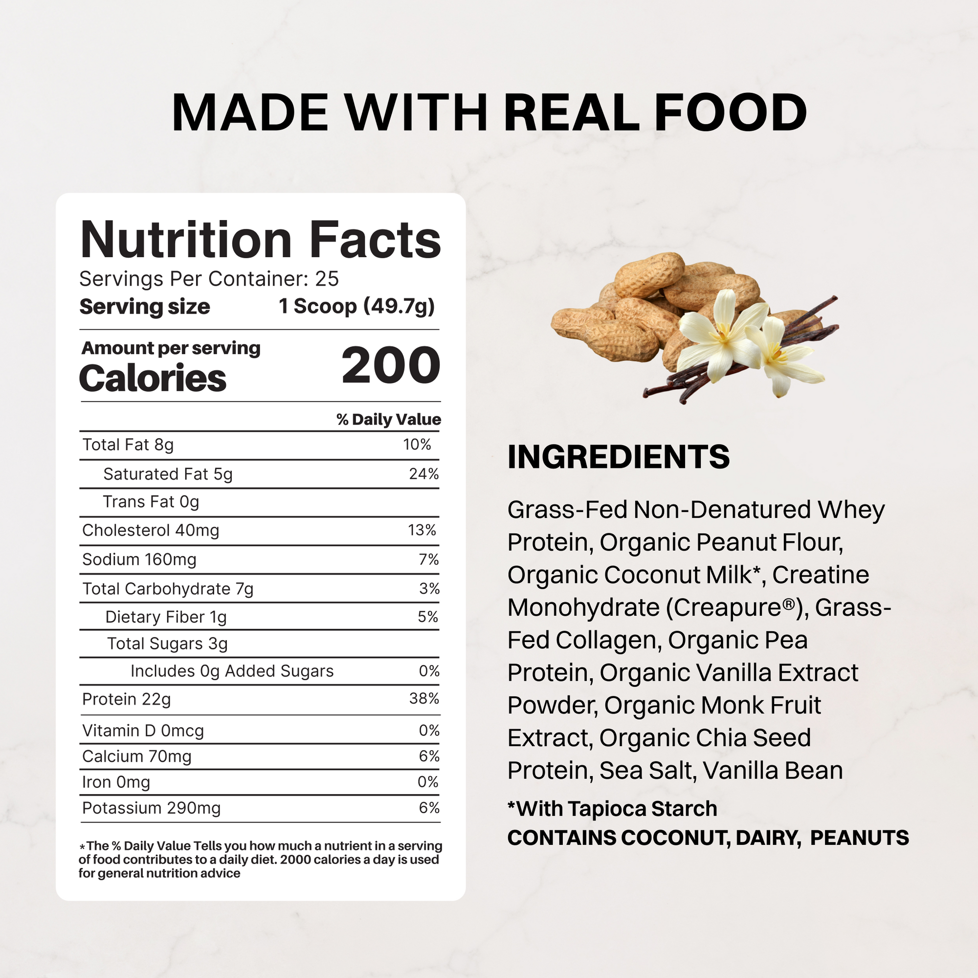 Vanilla Peanut Butter Protein + Creatine - Nutrition Panel