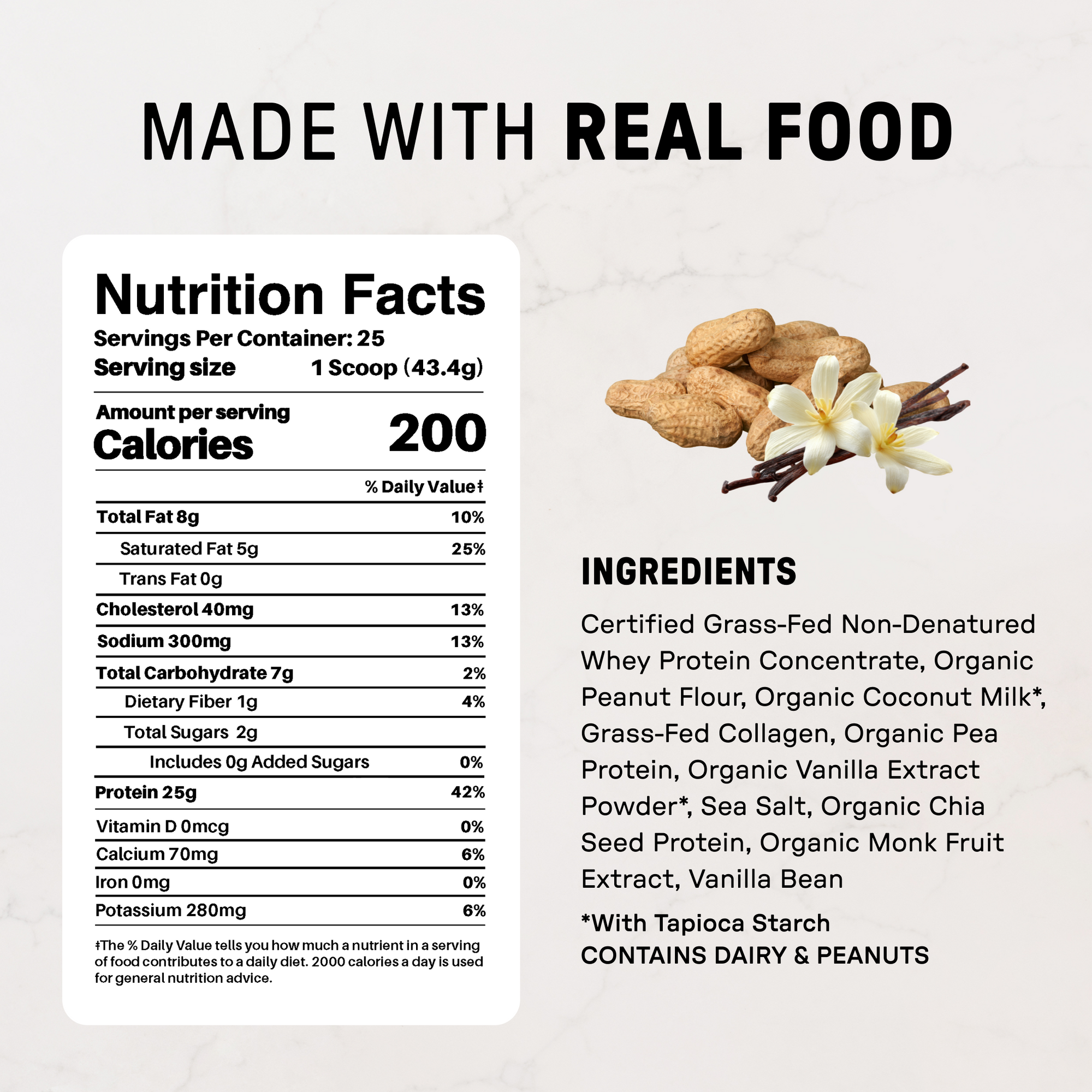 Vanilla Peanut Butter Swirl Protein Powder - Nutrition Panel