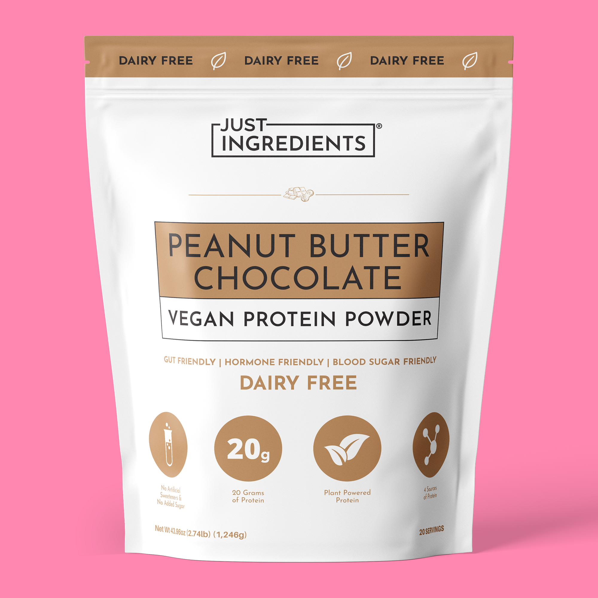 Vegan Peanut Butter Chocolate Protein Powder - Product Mockup