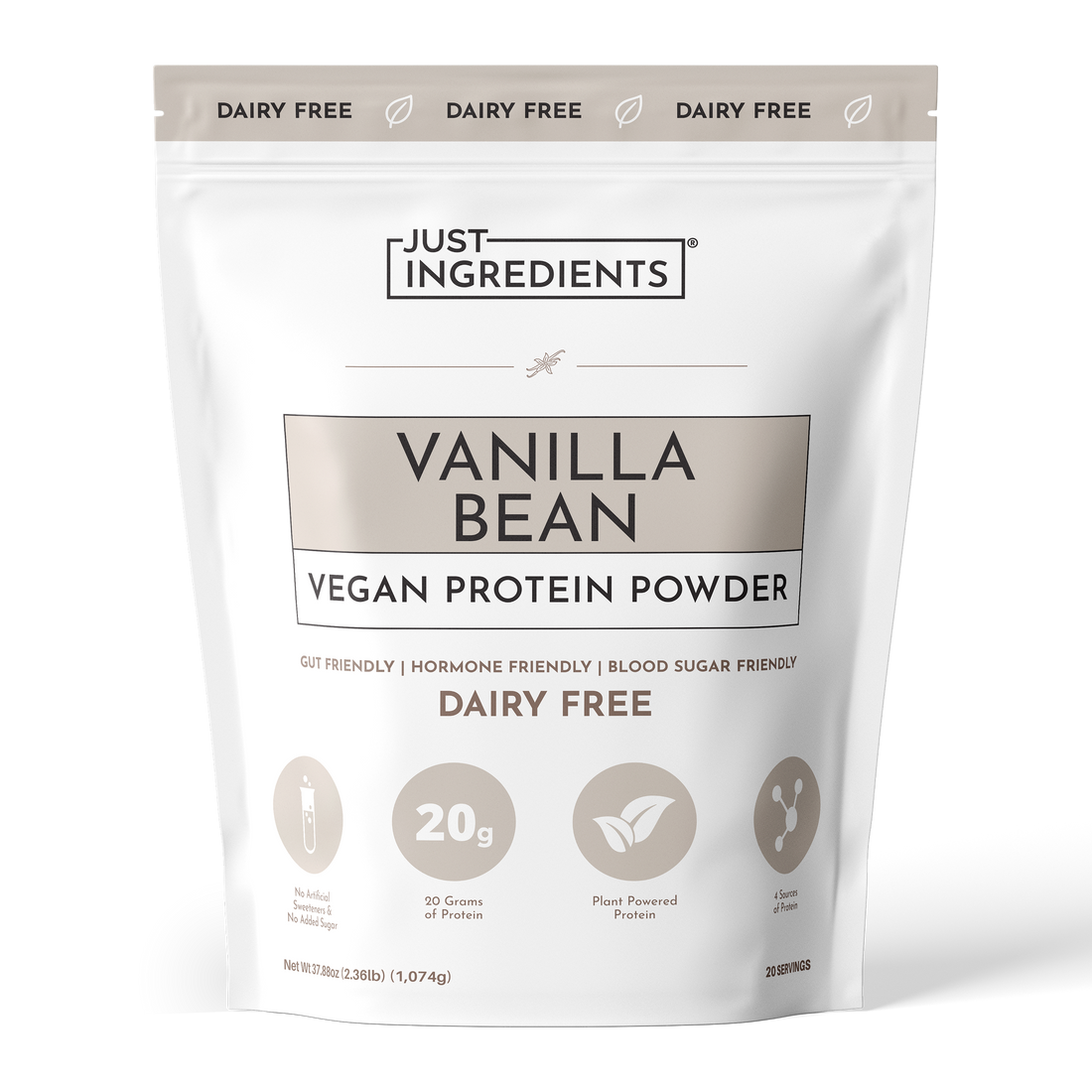 Vegan Vanilla Bean Protein Powder - Product Mockup
