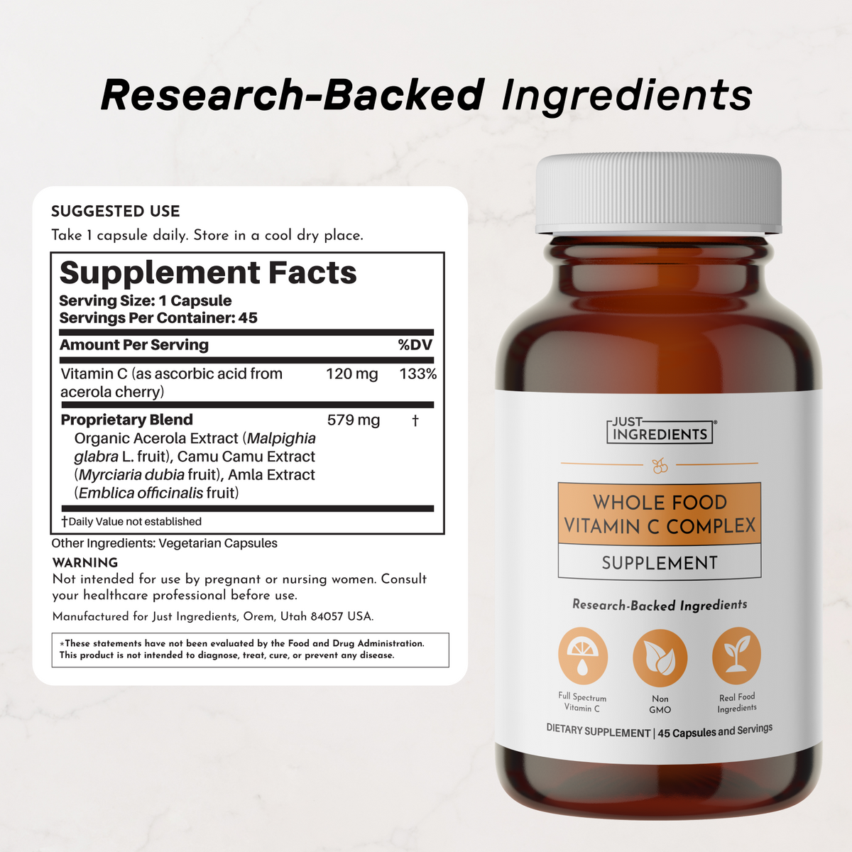 Whole Food Vitamin C Complex - Nutrition Panel